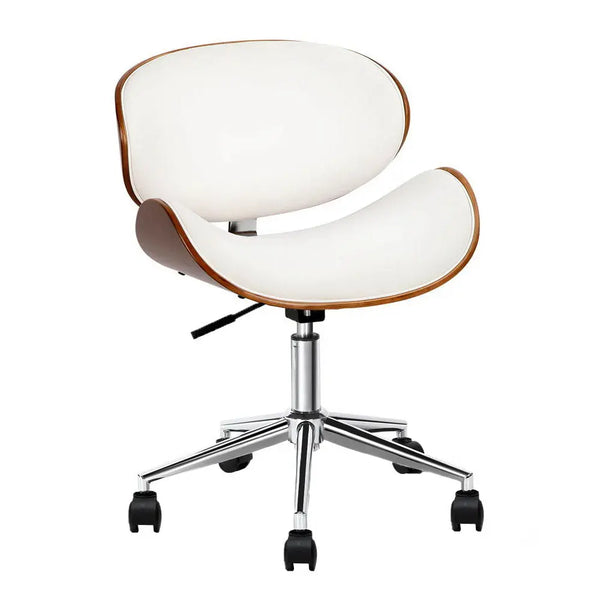 Artiss Wooden & PU Leather Office Desk Chair - White Deals499