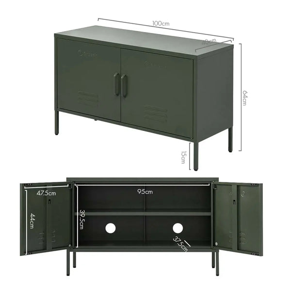 ArtissIn Base Metal Locker Storage Shelf Organizer Cabinet Buffet Sideboard Green Deals499
