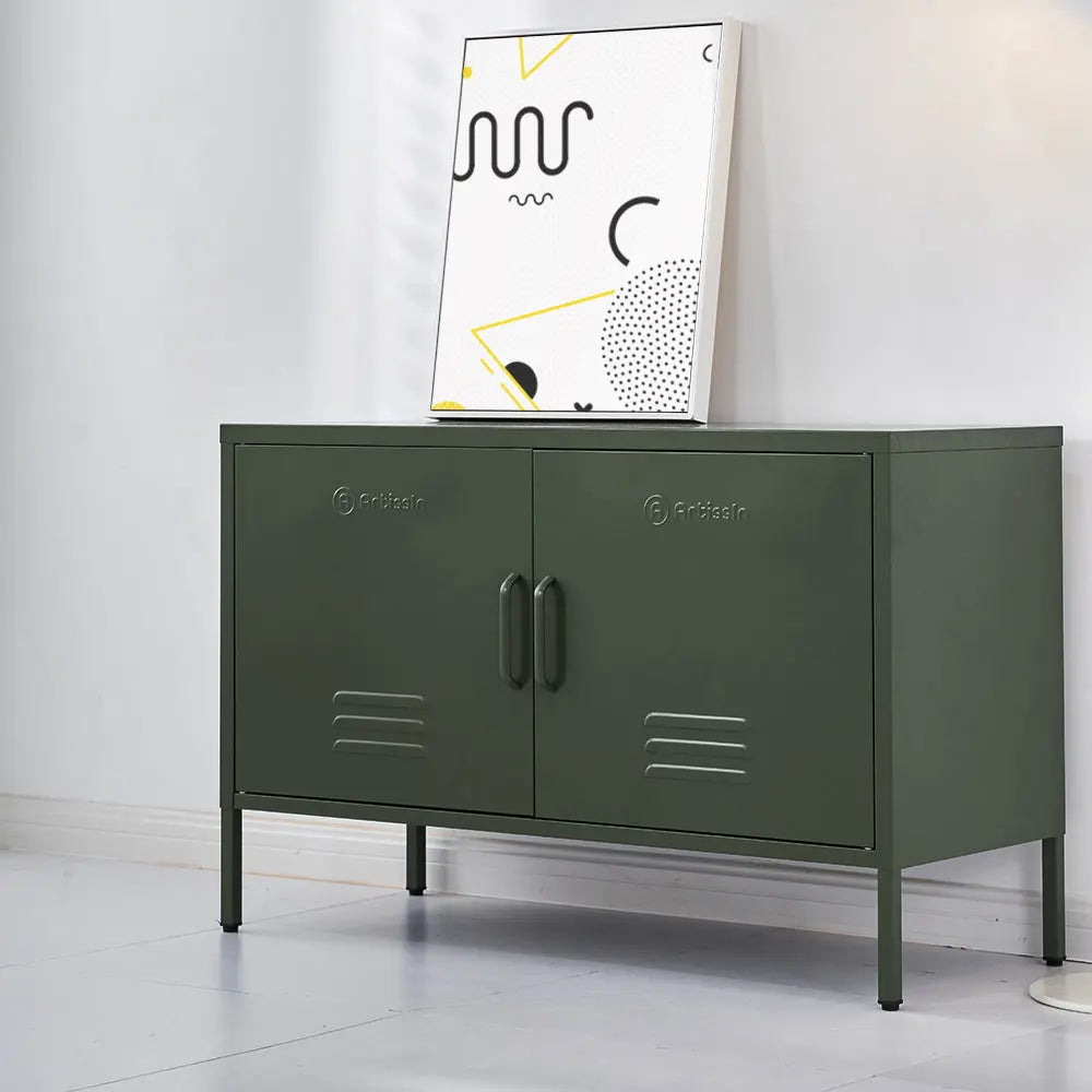 ArtissIn Base Metal Locker Storage Shelf Organizer Cabinet Buffet Sideboard Green Deals499