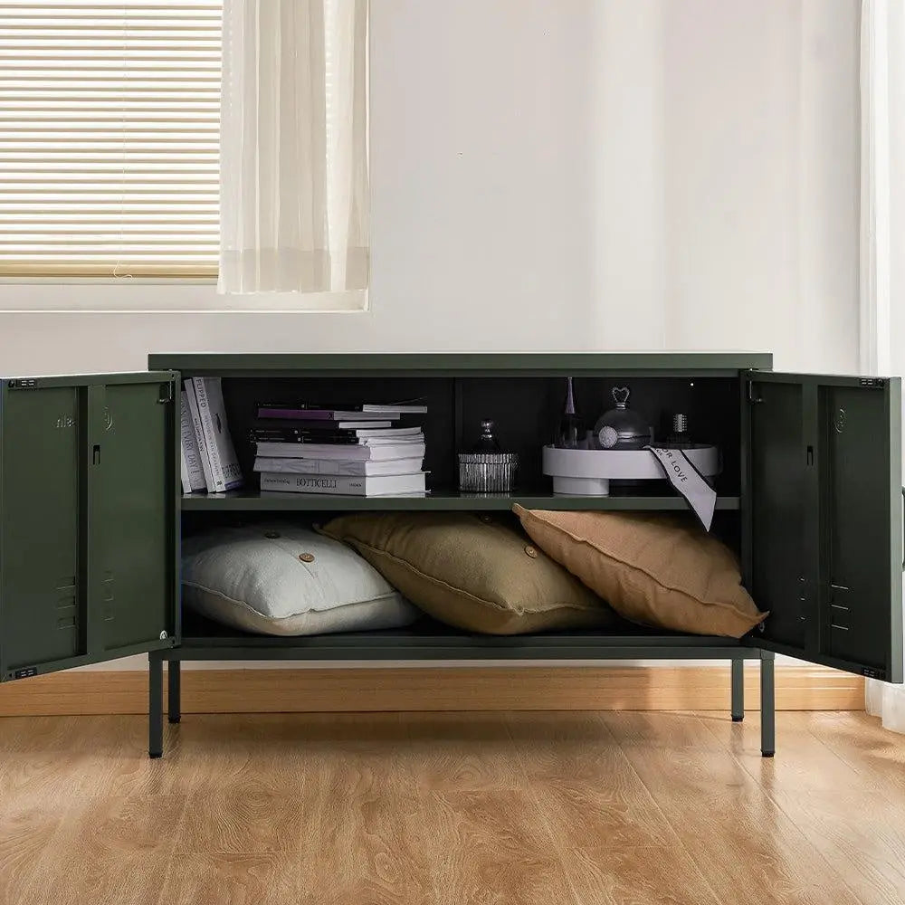 ArtissIn Base Metal Locker Storage Shelf Organizer Cabinet Buffet Sideboard Green Deals499