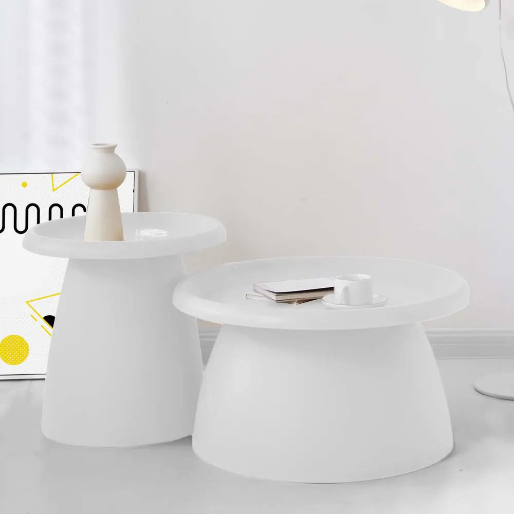 ArtissIn Coffee Table Mushroom Nordic Round Large Side Table 70CM White Deals499