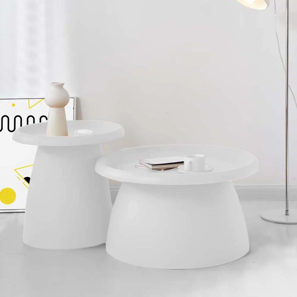 ArtissIn Coffee Table Mushroom Nordic Round Small Side Table 50CM White Deals499