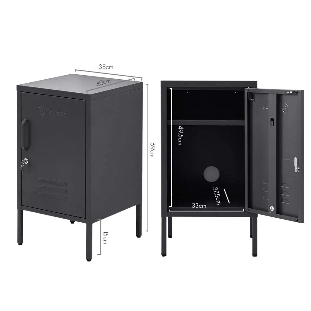 ArtissIn Mini Metal Locker Storage Shelf Organizer Cabinet Bedroom Black Deals499