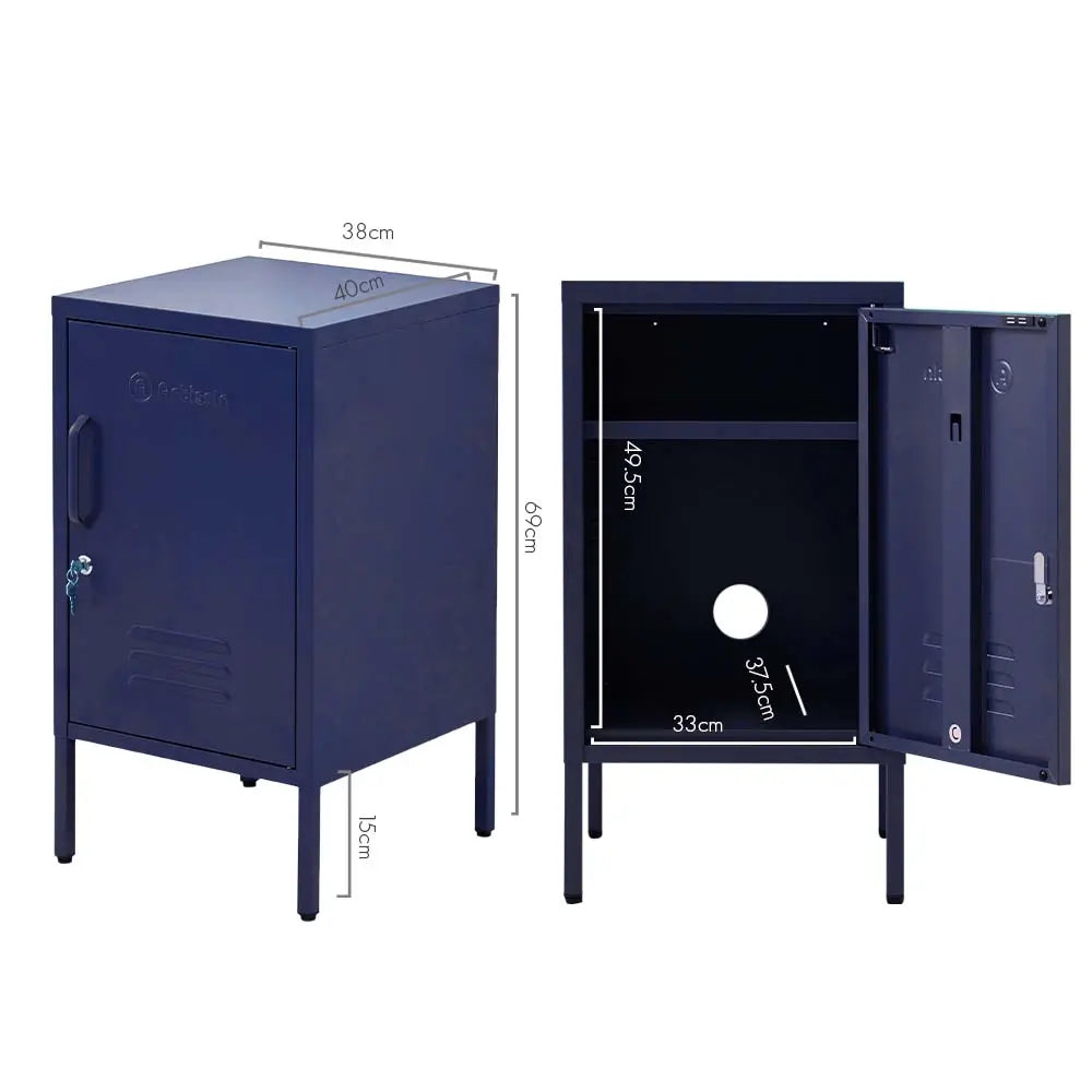 ArtissIn Mini Metal Locker Storage Shelf Organizer Cabinet Bedroom Blue Deals499