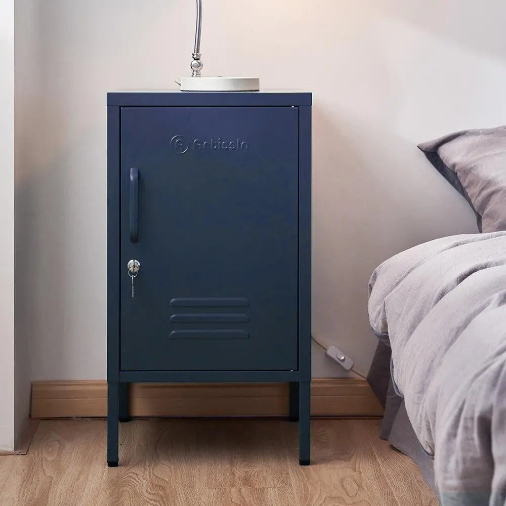 ArtissIn Mini Metal Locker Storage Shelf Organizer Cabinet Bedroom Blue Deals499