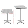 Bar Table Outdoor Furniture Adjustable Aluminium Pub Cafe Indoor Square Gardeon Deals499