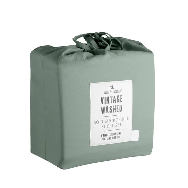 Blake & Lindsay Surf Vintage Washed Microfibre Sheet Set 40cm Wall King from Deals499 at Deals499