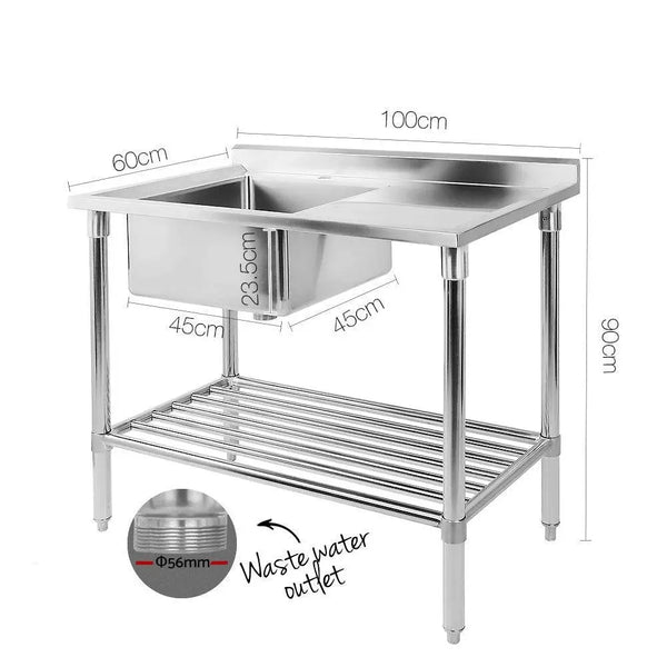 Cefito 100x60cm Commercial Stainless Steel Sink Kitchen Bench Deals499