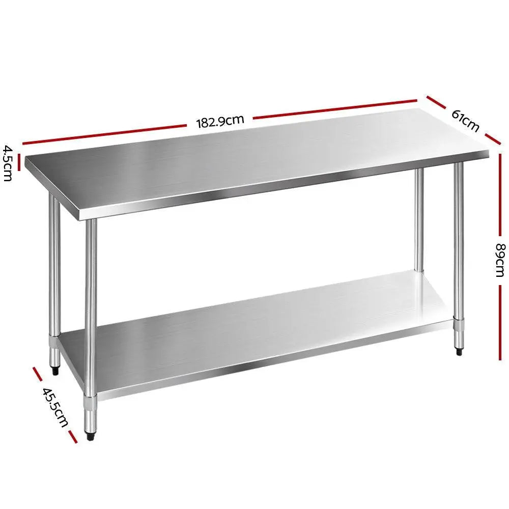 Cefito 1829 x 610mm Commercial Stainless Steel Kitchen Bench Deals499