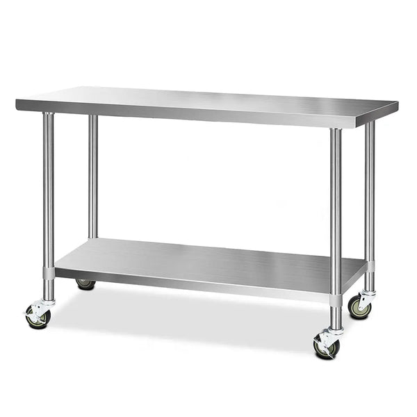 Cefito 304 Stainless Steel Kitchen Benches Work Bench Food Prep Table with Wheels 1524MM x 610MM Deals499
