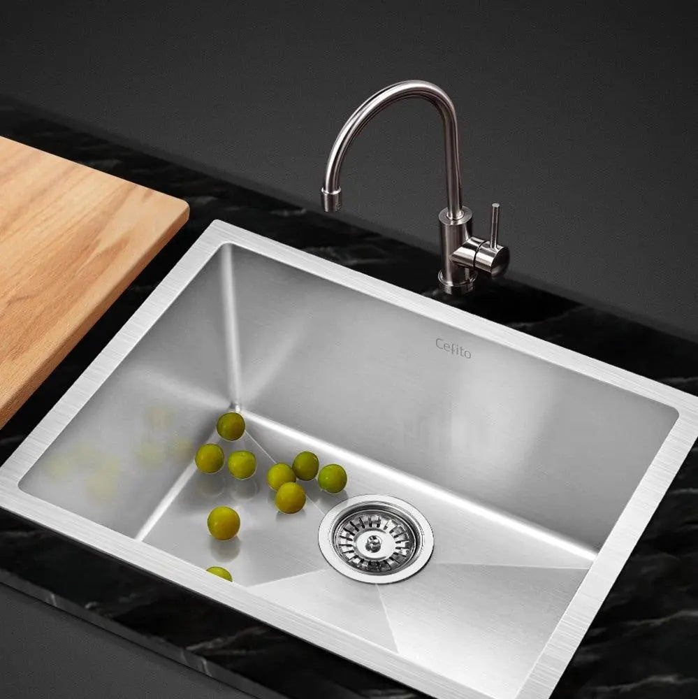 Cefito 54cm x 44cm Stainless Steel Kitchen Sink Under/Top/Flush Mount Black Deals499