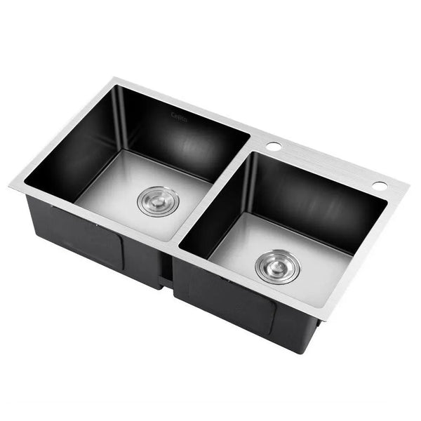 Cefito 80cm x 45cm Stainless Steel Kitchen Sink Flush/Drop-in Mount Silver Deals499