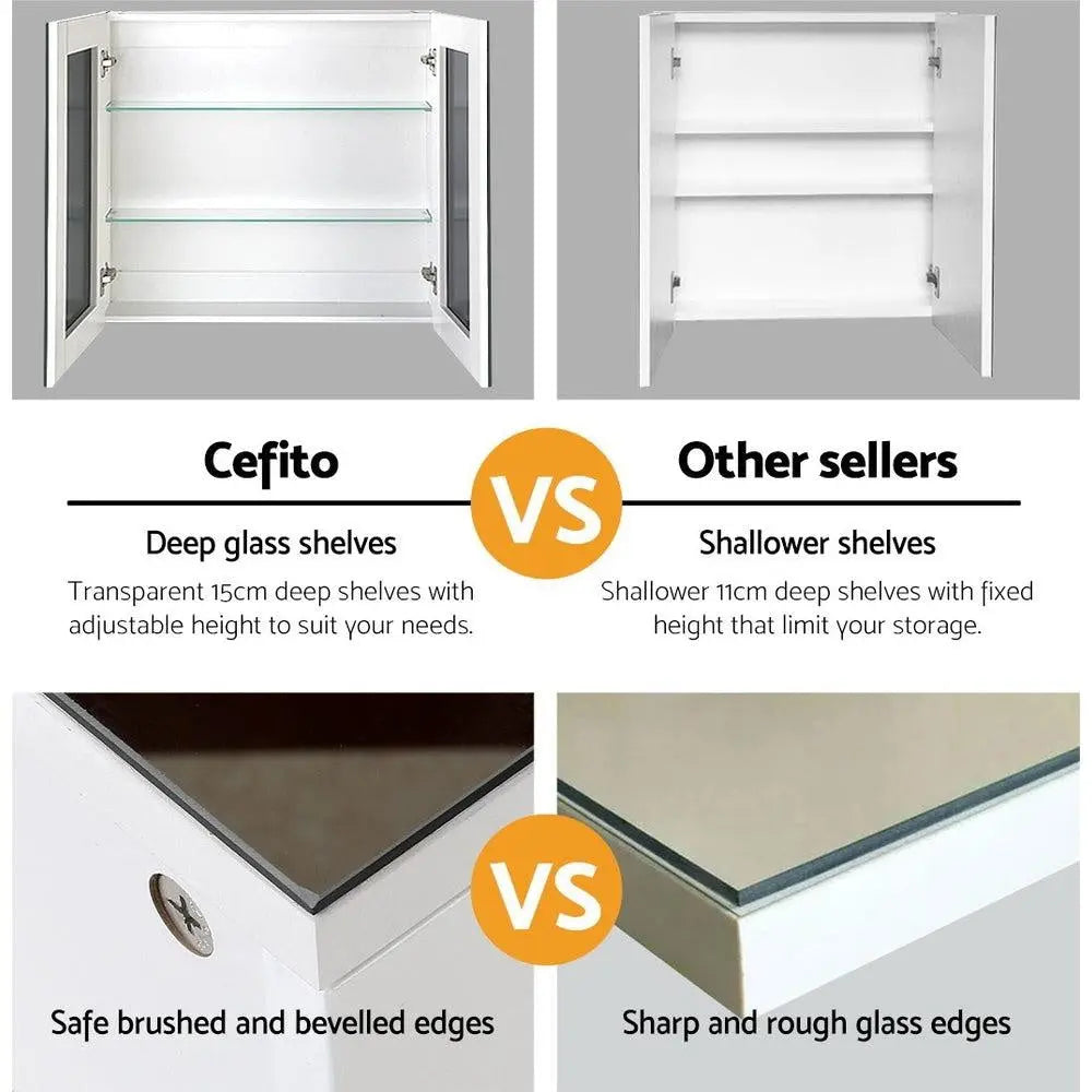 Cefito Bathroom Vanity Mirror with Storage Cabinet - White Deals499