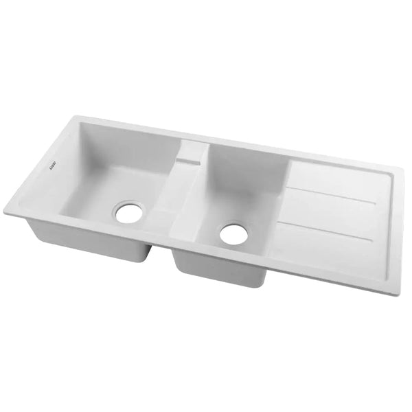 Cefito Stone Kitchen Sink 1160X500MM Granite Under/Topmount Basin Double Bowl White Deals499