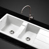 Cefito Stone Kitchen Sink 1160X500MM Granite Under/Topmount Basin Double Bowl White Deals499