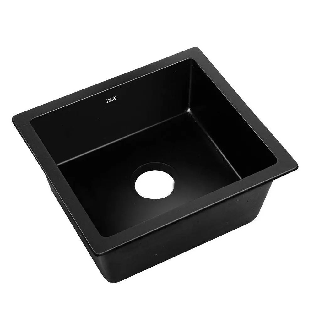 Cefito Stone Kitchen Sink 460X410MM Granite Under/Topmount Basin Bowl Laundry Black Deals499