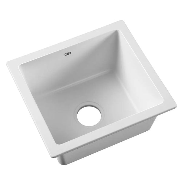 Cefito Stone Kitchen Sink 460X410MM Granite Under/Topmount Basin Bowl Laundry White Deals499