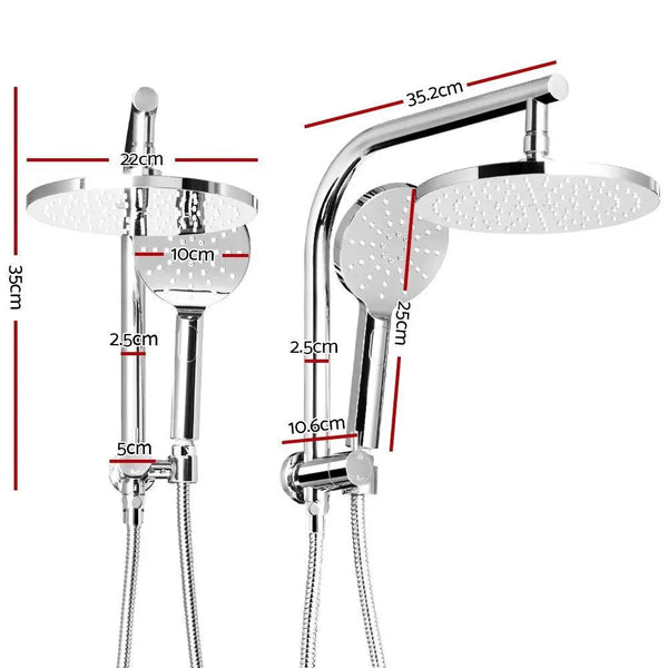 Cefito WELS 9'' Rain Shower Head Set Round Handheld High Pressure Wall Chrome Deals499