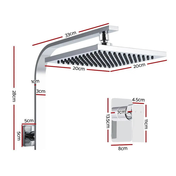 Cefito WElS 8'' Rain Shower Head Mixer Square High Pressure Wall Arm DIY Chrome Deals499