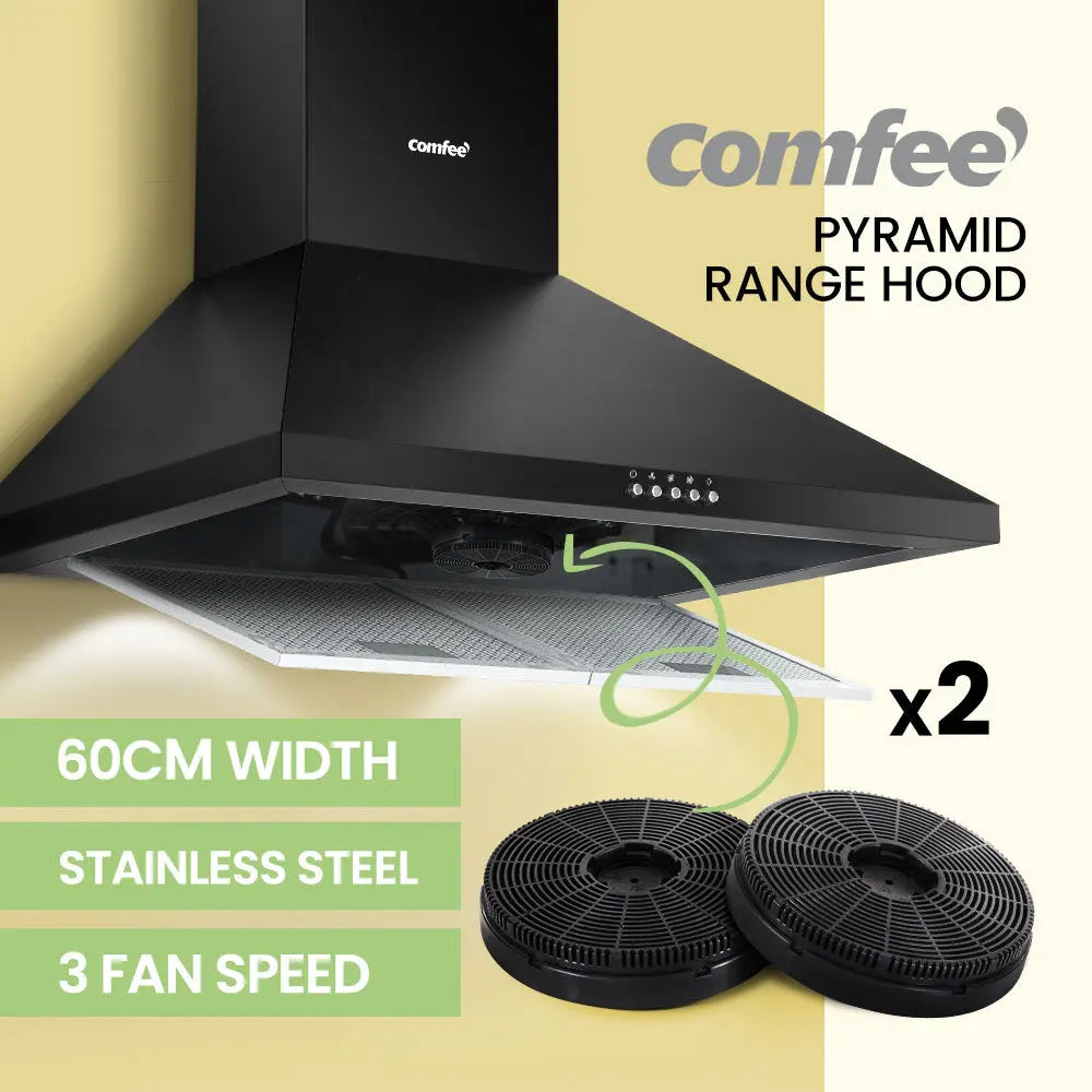 Comfee Rangehood 600mm Home Kitchen Wall Mount Canopy With 2 PCS Filter Replacement Deals499