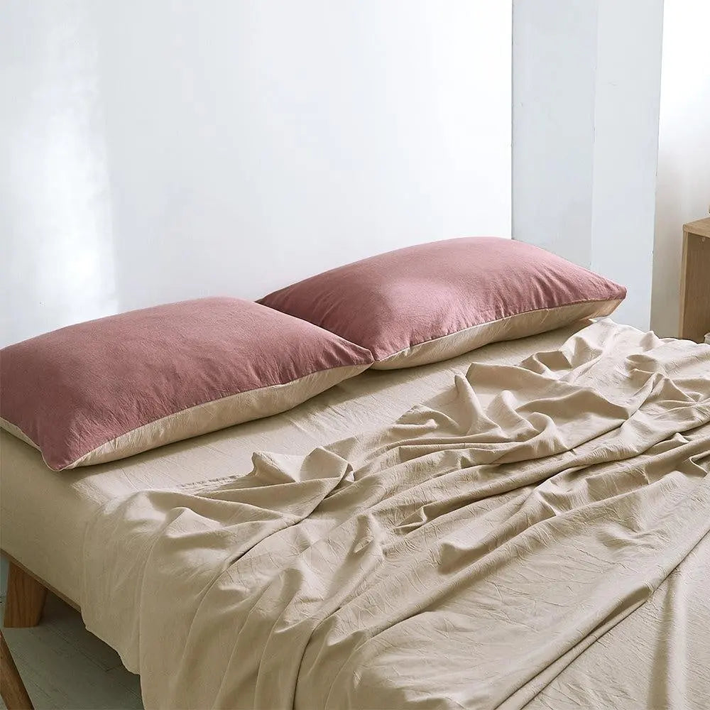Cosy Club Sheet Set Cotton Sheets Single Red Beige Deals499