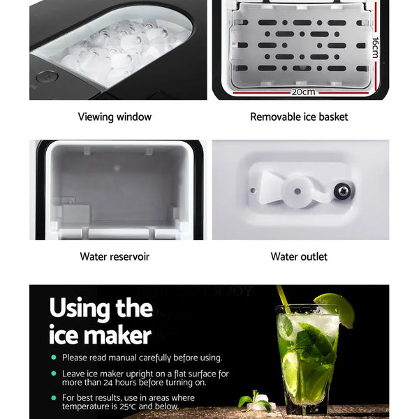 Devanti 2.2L Ice Maker 12KG Portable Ice Makers Cube Tray Bar Home Countertop Deals499