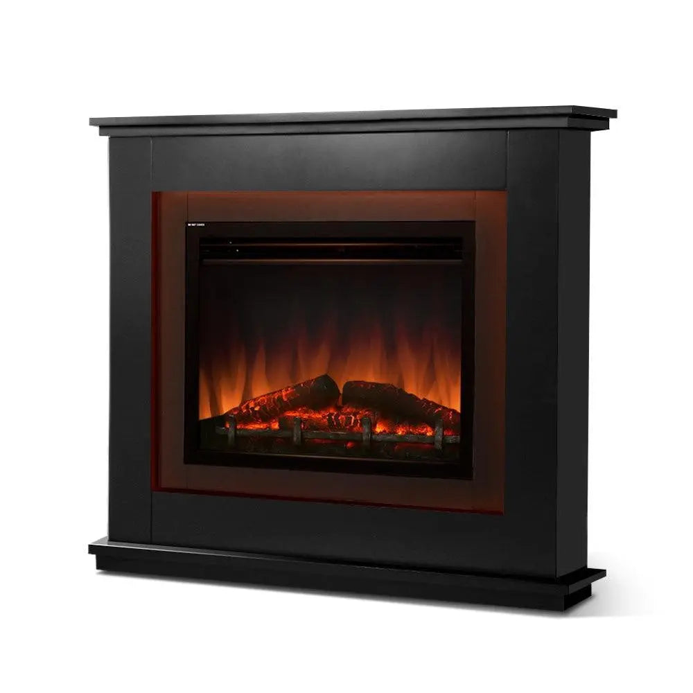 Devanti 2000W Electric Fireplace Mantle Portable Fire Log Wood Heater 3D Flame Effect Black Deals499
