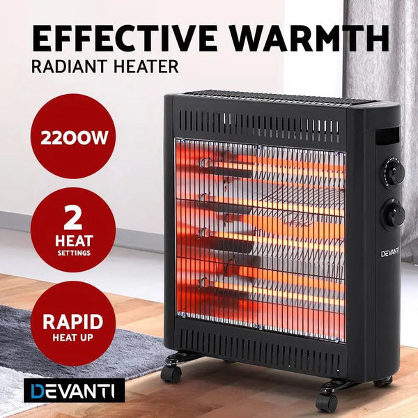 Devanti 2200W Infrared Radiant Heater Portable Electric Convection Heating Panel Deals499