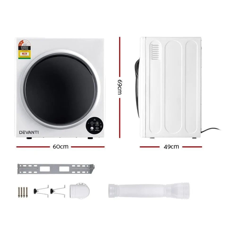 Devanti 5kg Vented Tumble Dryer - White Deals499