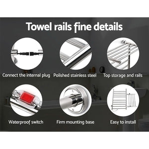 Devanti Electric Heated Towel Rail Warmer Heater Rails Rack Wall Mounted 14 Bar Deals499