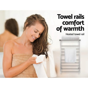 Devanti Electric Heated Towel Rail Warmer Heater Rails Rack Wall Mounted 14 Bar Deals499