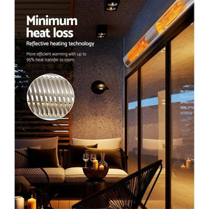Devanti Electric Infrared Heater Outdoor Radiant Strip Heaters Halogen 3000W Deals499