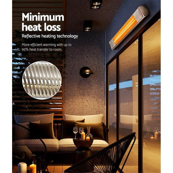 Devanti Electric Infrared Radiant Strip Heater Outdoor Indoor Halogen 2000W Deals499