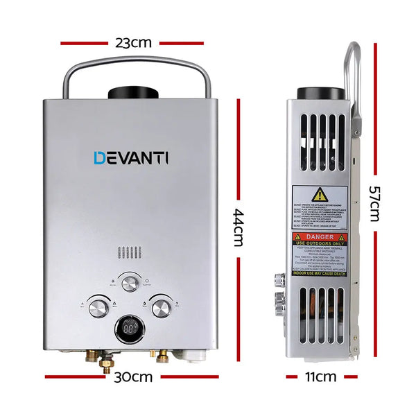 Devanti Outdoor Gas Water Heater Portable Camping Shower 12V Pump Silver Deals499