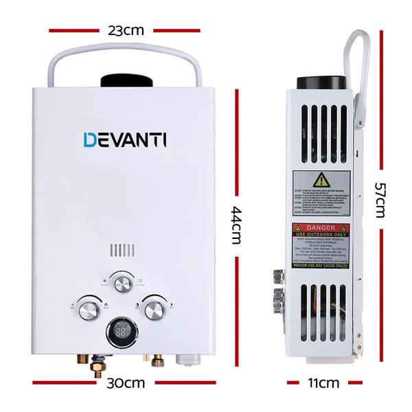 Devanti Portable Gas Water Heater 8LPM Outdoor Camping Shower White Deals499