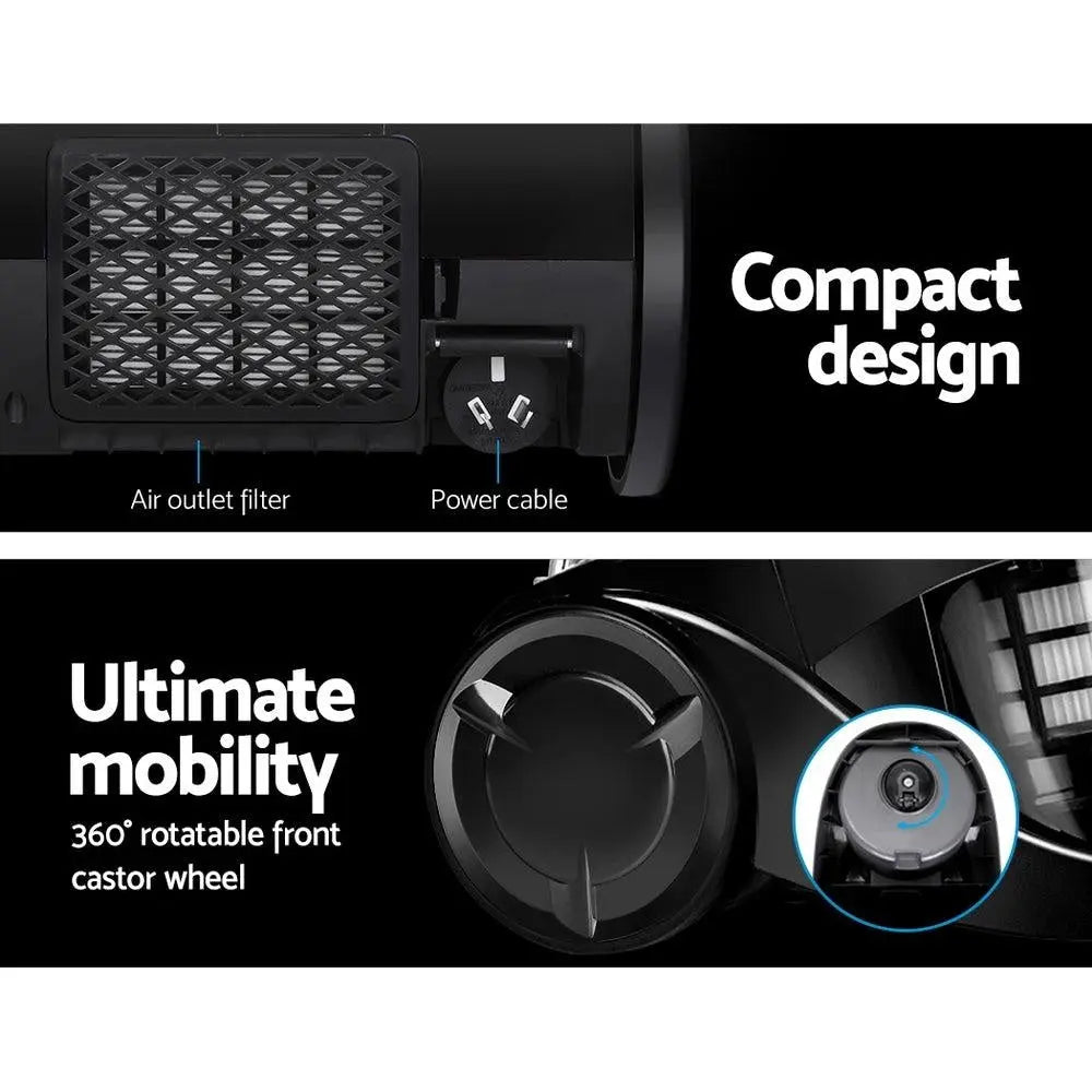 Devanti Vacuum Cleaner Bagless Cyclone Cyclonic Vac Home Office Car 2200W Black Deals499