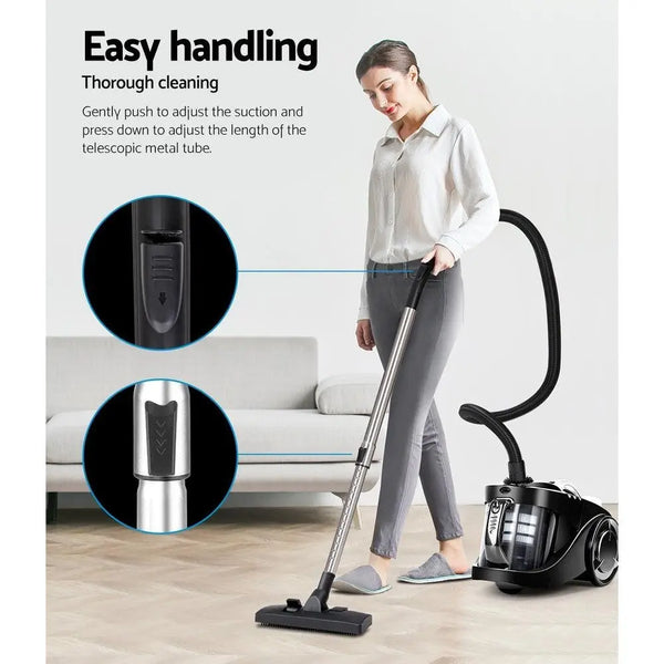 Devanti Vacuum Cleaner Bagless Cyclone Cyclonic Vac Home Office Car 2200W Black Deals499