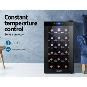 Devanti Wine Cooler 18 Bottles Glass Door Beverage Cooler Thermoelectric Fridge Black Deals499