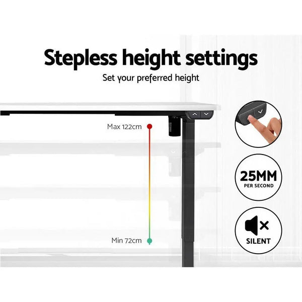 Electric Motorised Height Adjustable Standing Desk - Black Frame with 140cm White Top Deals499