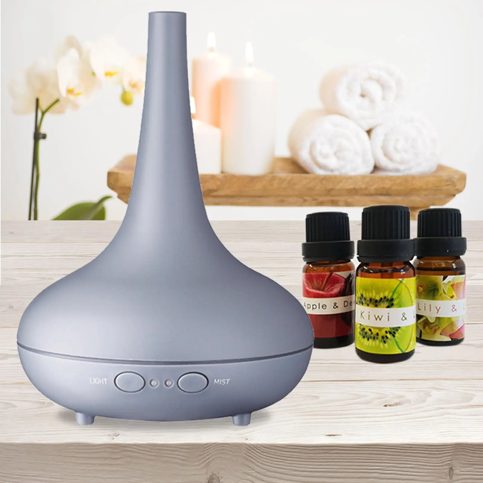 Essential Oil Diffuser Ultrasonic Humidifier Aromatherapy LED Light 200ML 3 Oils - Matte Grey Deals499