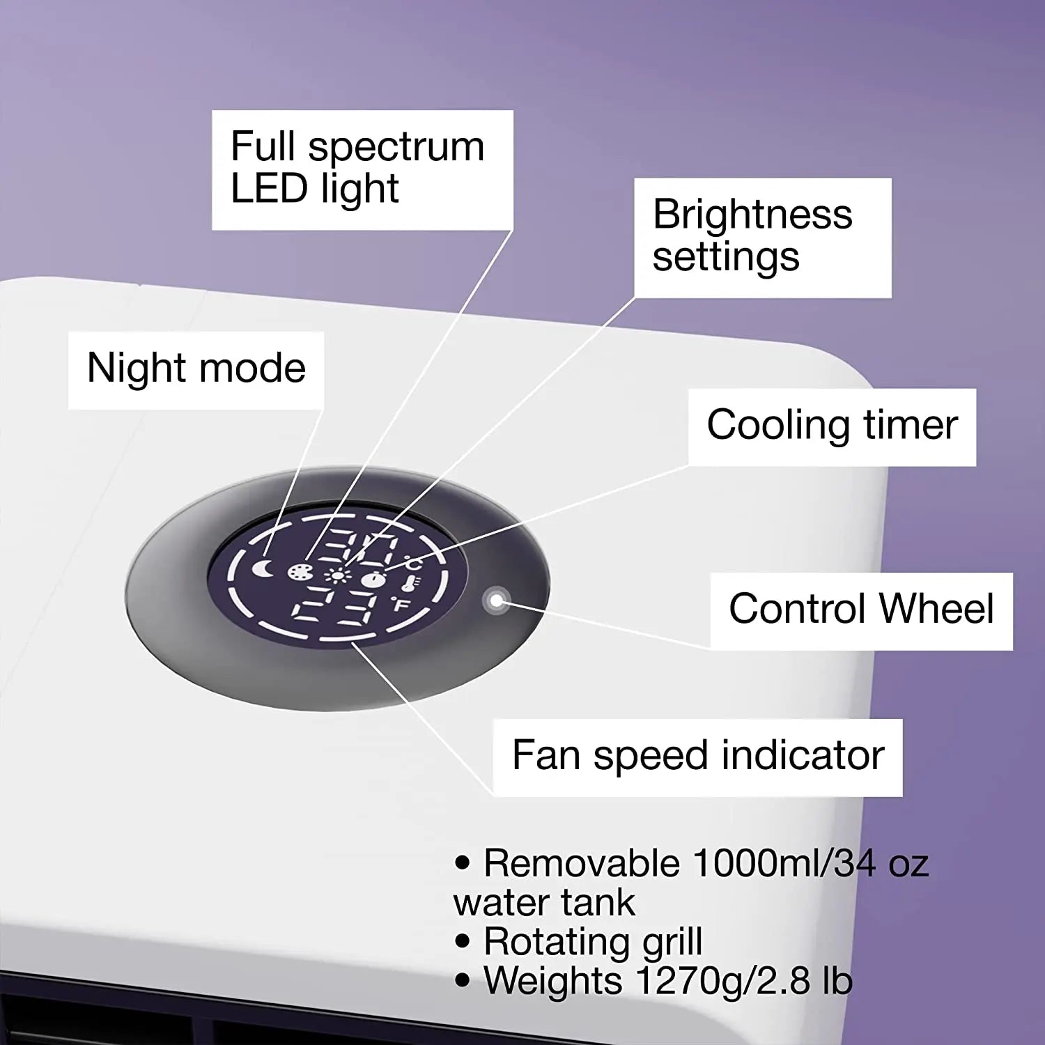 Evapolar evaLIGHT Plus Personal Portable Air Cooler and Humidifier, Desktop Cooling Fan, for Home and Office, with USB Connectivity and Colorful Built-in LED Light, Black (EV-1500) from Deals499 at Deals499