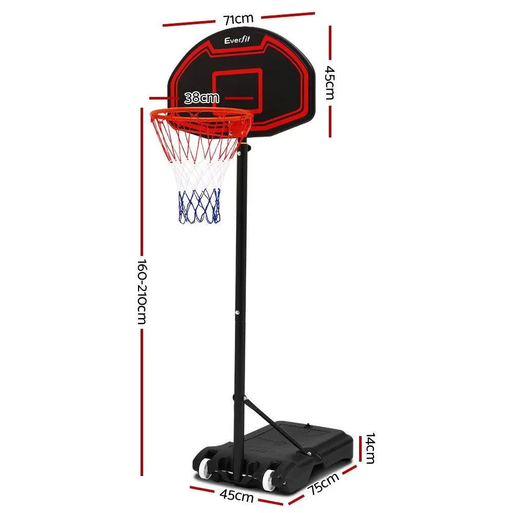 Everfit 2.1M Adjustable Portable Basketball Stand Hoop System Rim Black Deals499