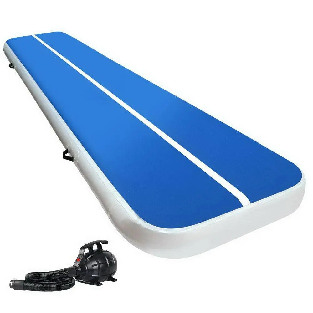 Everfit 4X1M Inflatable Air Track Mat 20CM Thick with Pump Tumbling Gymnastics Blue Deals499