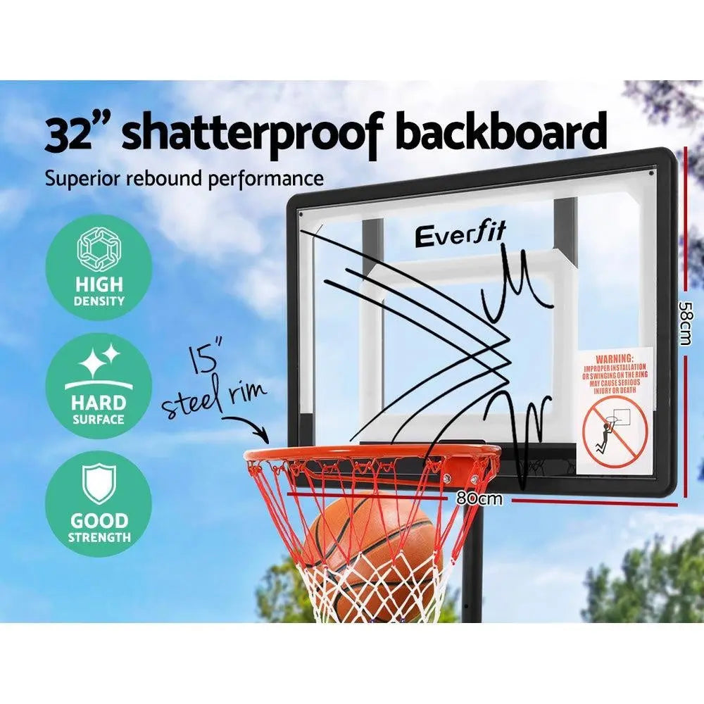 Everfit Adjustable Portable Basketball Stand Hoop System Rim Deals499