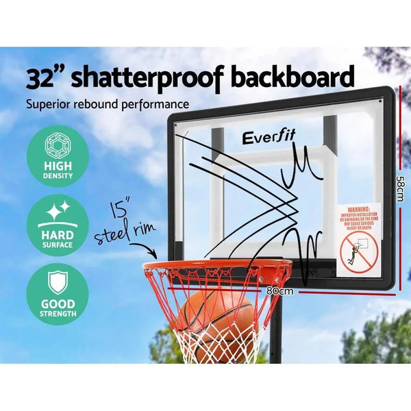 Everfit Adjustable Portable Basketball Stand Hoop System Rim Deals499