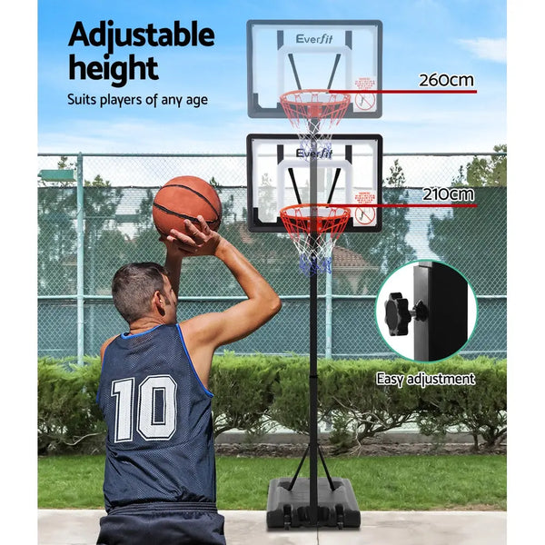 Everfit Adjustable Portable Basketball Stand Hoop System Rim Deals499