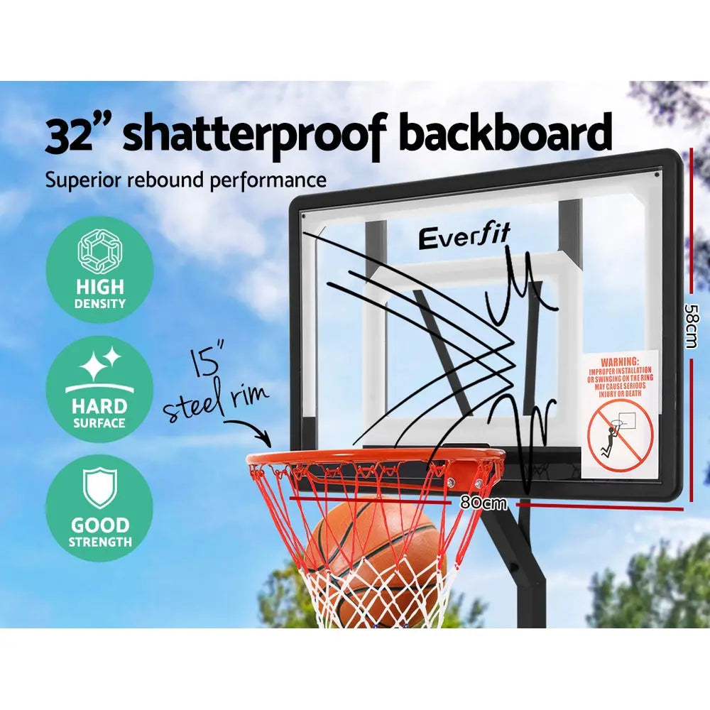 Everfit Adjustable Portable Basketball Stand Hoop System Rim Deals499
