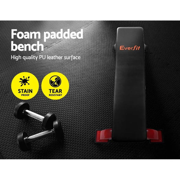 Everfit Fitness Flat Bench Weight Press Gym Home Strength Training Exercise Deals499