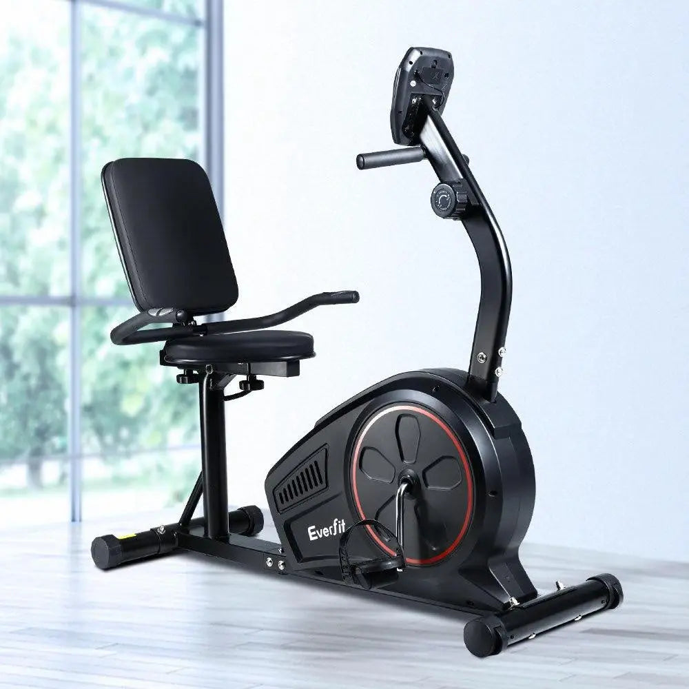 Everfit Magnetic Recumbent Exercise Bike Fitness Trainer Home Gym Equipment Black Deals499