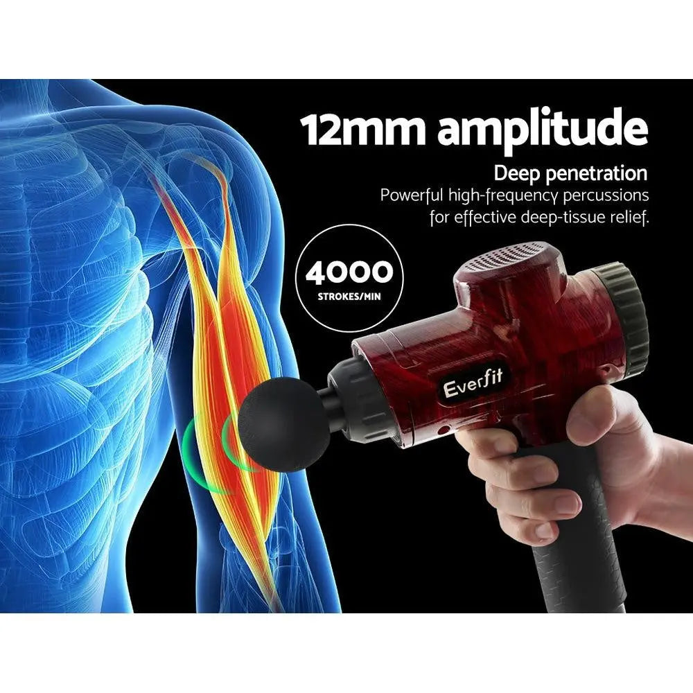 Everfit Massage Gun 6 Heads Electric Massager Vibration Percussion LCD Therapy Deals499
